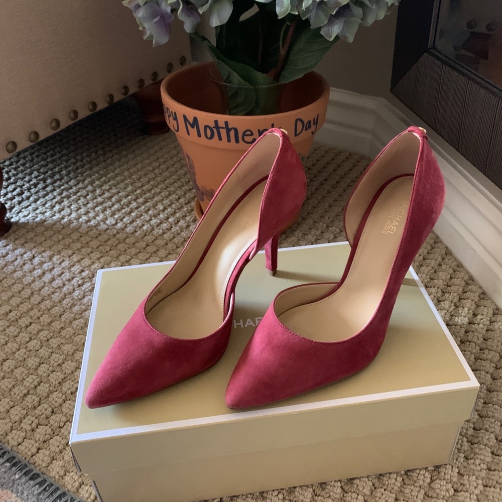 Michael Kors raspberry suede 3.5 inch heels
